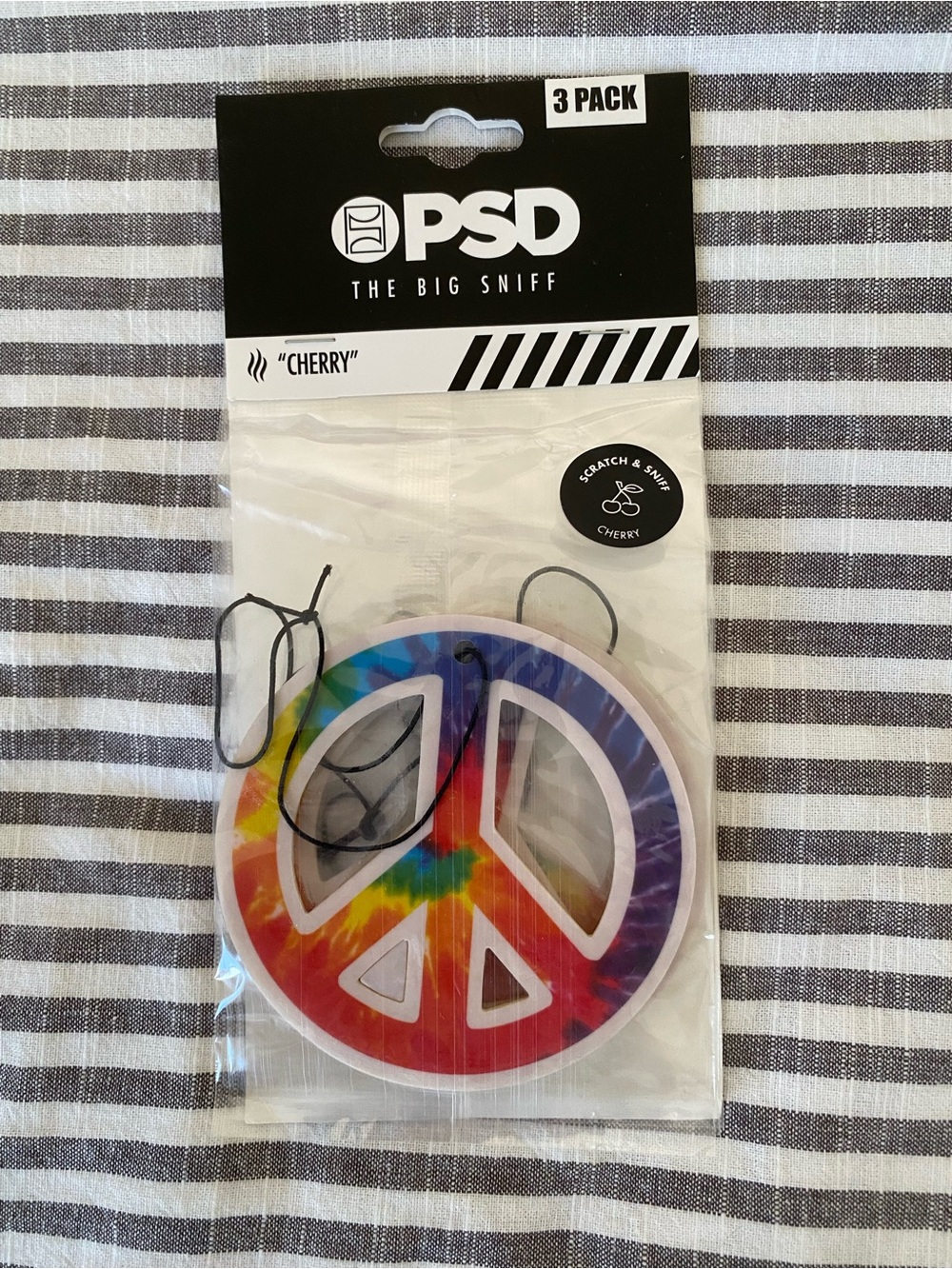 PSD Tie-Dye Peace Sign Air Fresheners in Rainbow Colors - 3 Pack